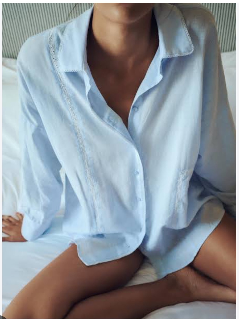 Zara Linen Blend Eyelet Button Down Shirt